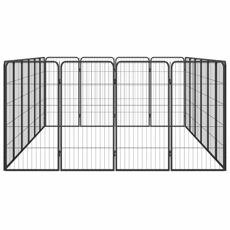 20-Panel Dog Playpen Black 50x100 cm Powder-coated Steel