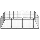 24-Panel Dog Playpen Black 50x100 cm Powder-coated Steel - Front View