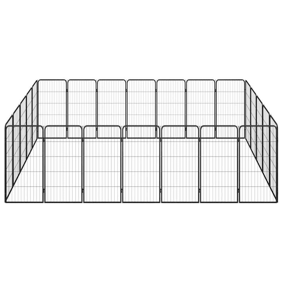 24-Panel Dog Playpen Black 50x100 cm Powder-coated Steel