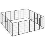 24-Panel Dog Playpen Black 50x100 cm Powder-coated Steel
