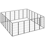 24-Panel Dog Playpen Black 50x100 cm Powder-coated Steel - Side View