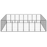28-Panel Dog Playpen Black 50x100 cm Powder-coated Steel