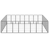 28-Panel Dog Playpen Black 50x100 cm Powder-coated Steel - Front View