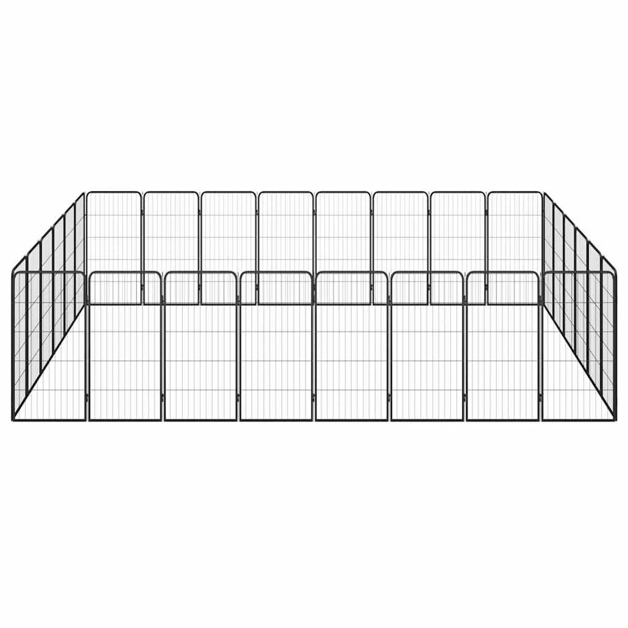 28-Panel Dog Playpen Black 50x100 cm Powder-coated Steel