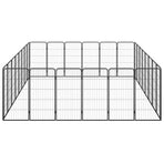 28-Panel Dog Playpen Black 50x100 cm Powder-coated Steel