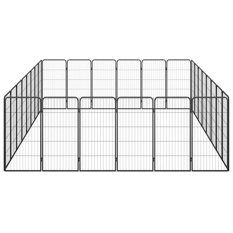 28-Panel Dog Playpen Black 50x100 cm Powder-coated Steel