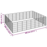 28-Panel Dog Playpen Black 50x100 cm Powder-coated Steel - Close-Up Angle
