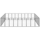 32-Panel Dog Playpen Black 50x100 cm Powder-coated Steel - Front View