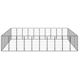 36-Panel Dog Playpen Black 50x100 cm Powder-coated Steel - Front View
