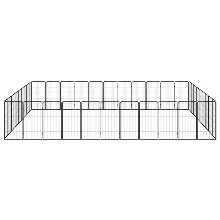 40-Panel Dog Playpen Black 50x100 cm Powder-coated Steel