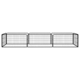 8-Panel Dog Playpen Black 100x50 cm Powder-coated Steel