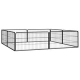 8-Panel Dog Playpen Black 100x50 cm Powder-coated Steel - Side View