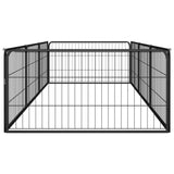 8-Panel Dog Playpen Black 100x50 cm Powder-coated Steel - Top-Down View