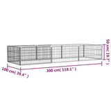 8-Panel Dog Playpen Black 100x50 cm Powder-coated Steel - Close-Up Angle