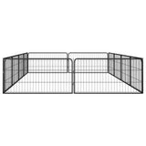 12-Panel Dog Playpen Black 100x50 cm Powder-coated Steel - Top-Down View