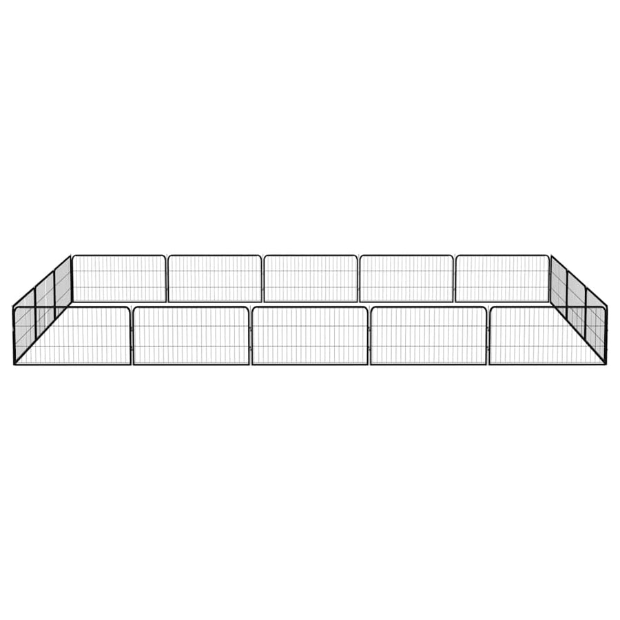 16-Panel Dog Playpen Black 100x50 cm Powder-coated Steel