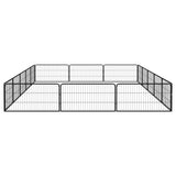 16-Panel Dog Playpen Black 100x50 cm Powder-coated Steel