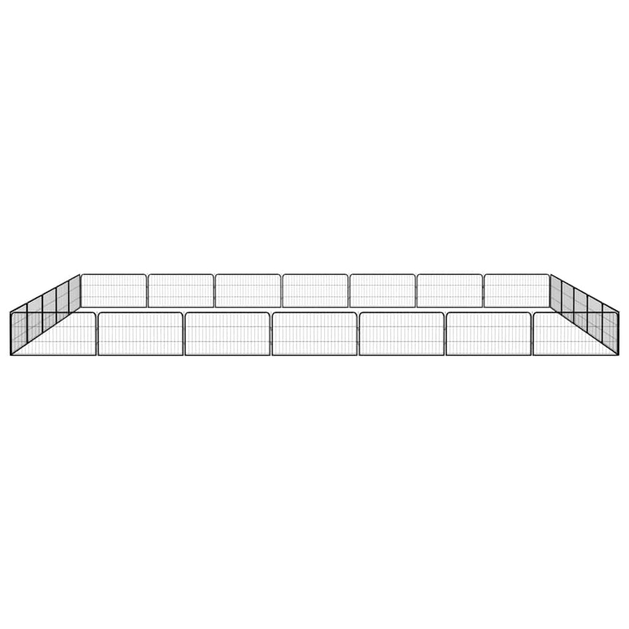 24-Panel Dog Playpen Black 100x50 cm Powder-coated Steel