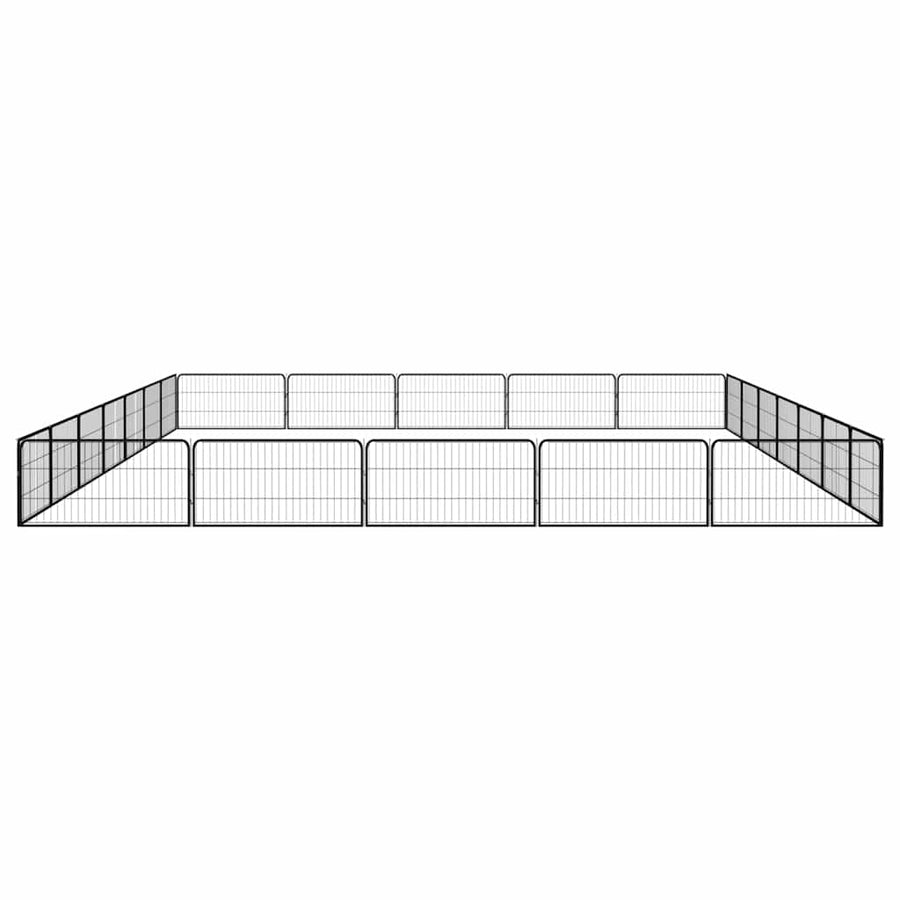 24-Panel Dog Playpen Black 100x50 cm Powder-coated Steel