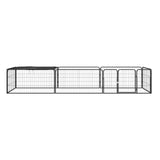 8-Panel Dog Playpen Black 100x50 cm Powder-coated Steel - Front View