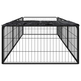 8-Panel Dog Playpen Black 100x50 cm Powder-coated Steel - Side View