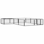 12-Panel Dog Playpen Black 100x50 cm Powder-coated Steel
