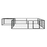 12-Panel Dog Playpen Black 100x50 cm Powder-coated Steel - Front View