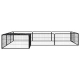 12-Panel Dog Playpen Black 100x50 cm Powder-coated Steel - Side View