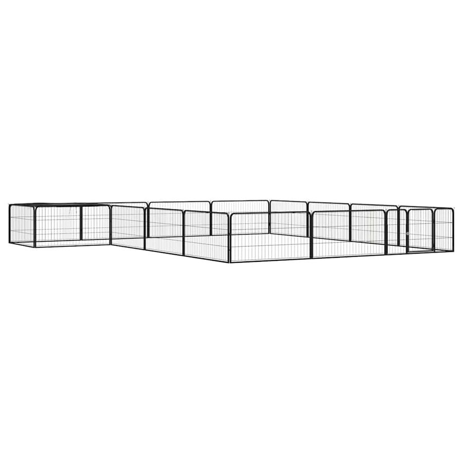 16-Panel Dog Playpen Black 100x50 cm Powder-coated Steel