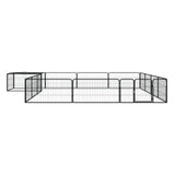 16-Panel Dog Playpen Black 100x50 cm Powder-coated Steel - Front View
