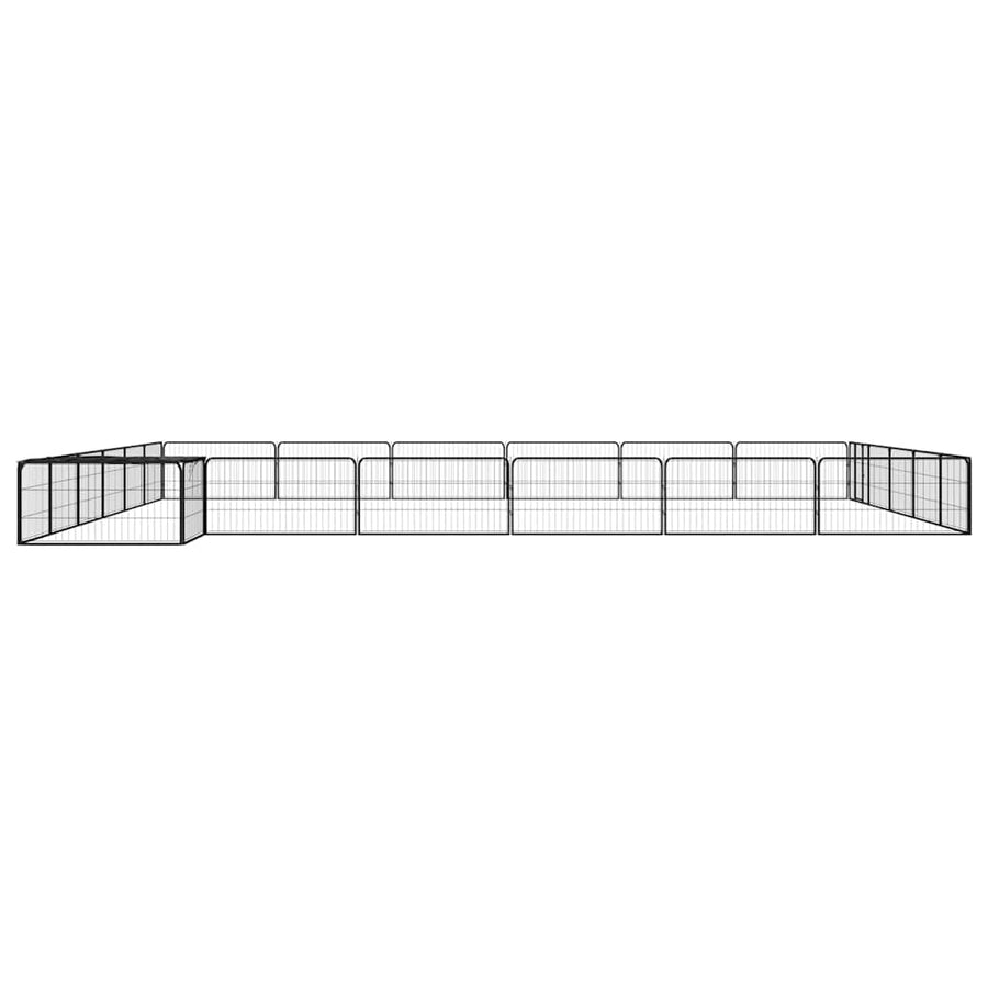 24-Panel Dog Playpen Black 100x50 cm Powder-coated Steel