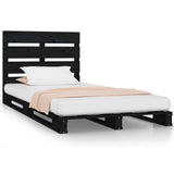 Bed Frame without Mattress Black 100x200 cm Solid Wood Pine - Front View