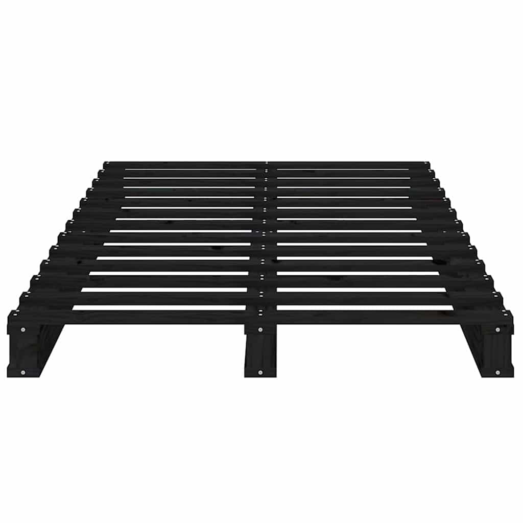 Bed Frame without Mattress Black 100x200 cm Solid Wood Pine