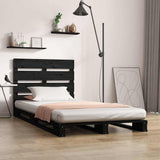 Bed Frame without Mattress Black 100x200 cm Solid Wood Pine