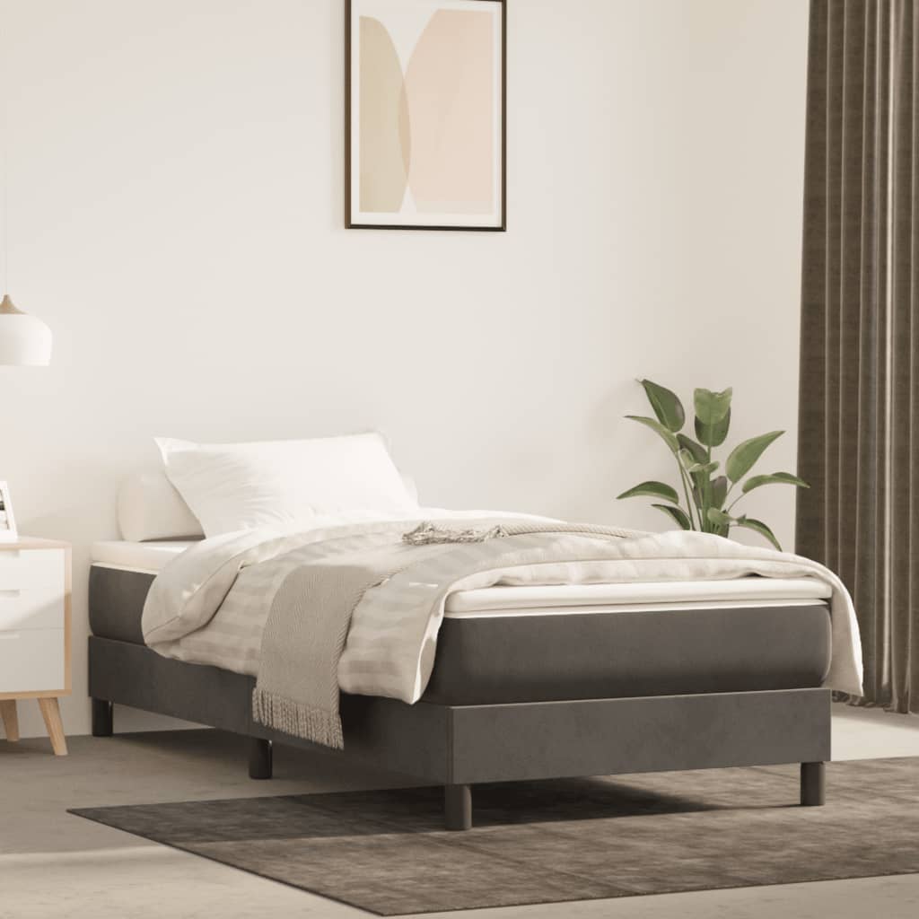 Pocket Spring Bed Mattress Medium Dark Grey 90x190x20 cm Velvet