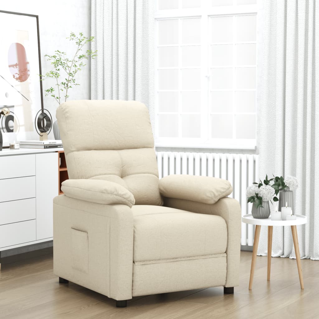 Recliner Chair Cream Fabric