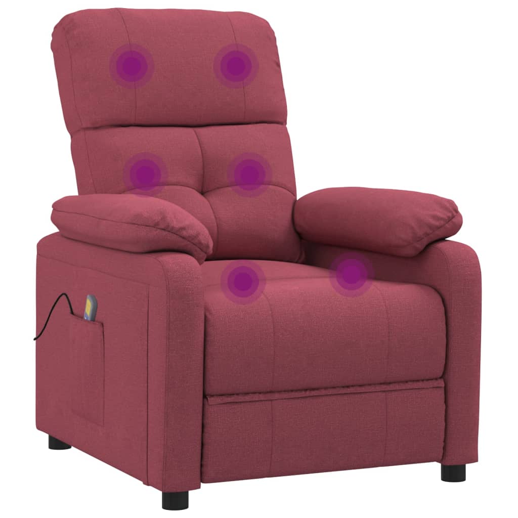 Massage Chair Wine Red Fabric