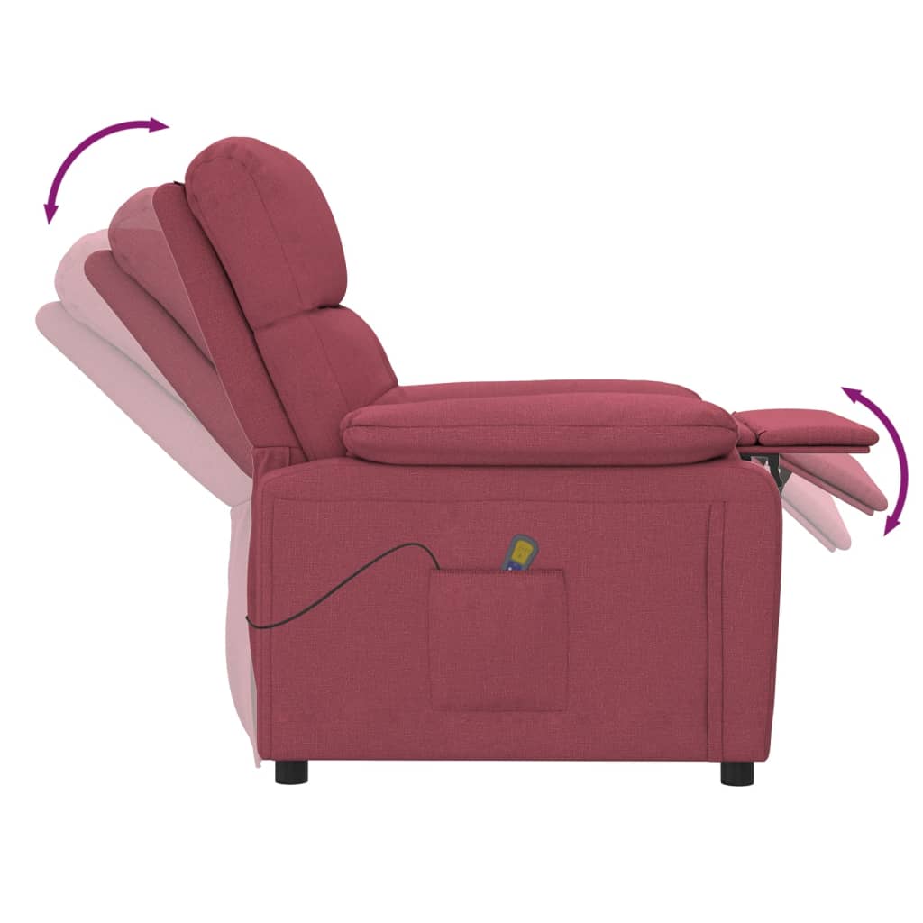 Massage Chair Wine Red Fabric