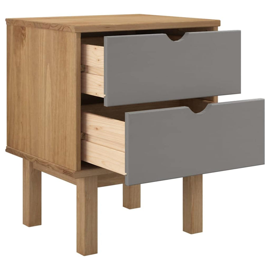 Bedside Cabinet OTTA Brown&Grey 45x39x57 cm Solid Wood Pine