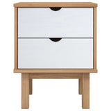 Bedside Cabinet OTTA Brown&White 45x39x57cm Solid Wood Pine - Side View