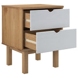 Bedside Cabinet OTTA Brown&White 45x39x57cm Solid Wood Pine - Top-Down View
