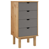 Drawer Cabinet OTTA Brown&Grey 45x39x90cm Solid Wood Pine - Front View