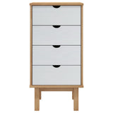 Drawer Cabinet OTTA Brown&White 45x39x90cm Solid Wood Pine - Side View