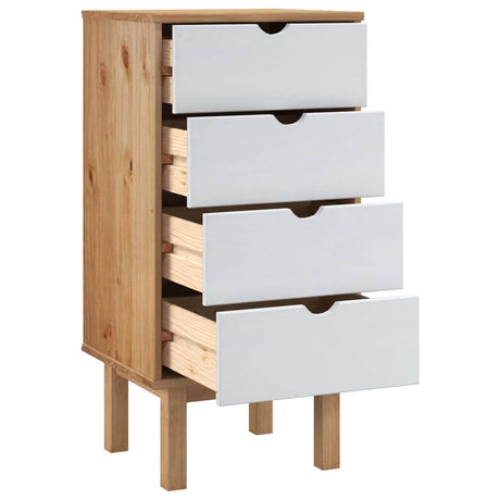 Drawer Cabinet OTTA Brown&White 45x39x90cm Solid Wood Pine, image 2