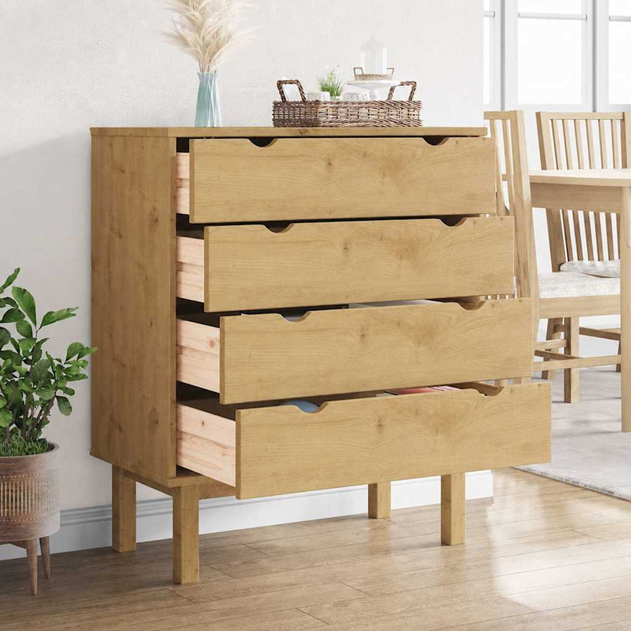 Drawer Cabinet OTTA 76.5x39.5x90cm Solid Wood Pine