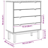 Drawer Cabinet OTTA 76.5x39.5x90cm Solid Wood Pine - Extra Image