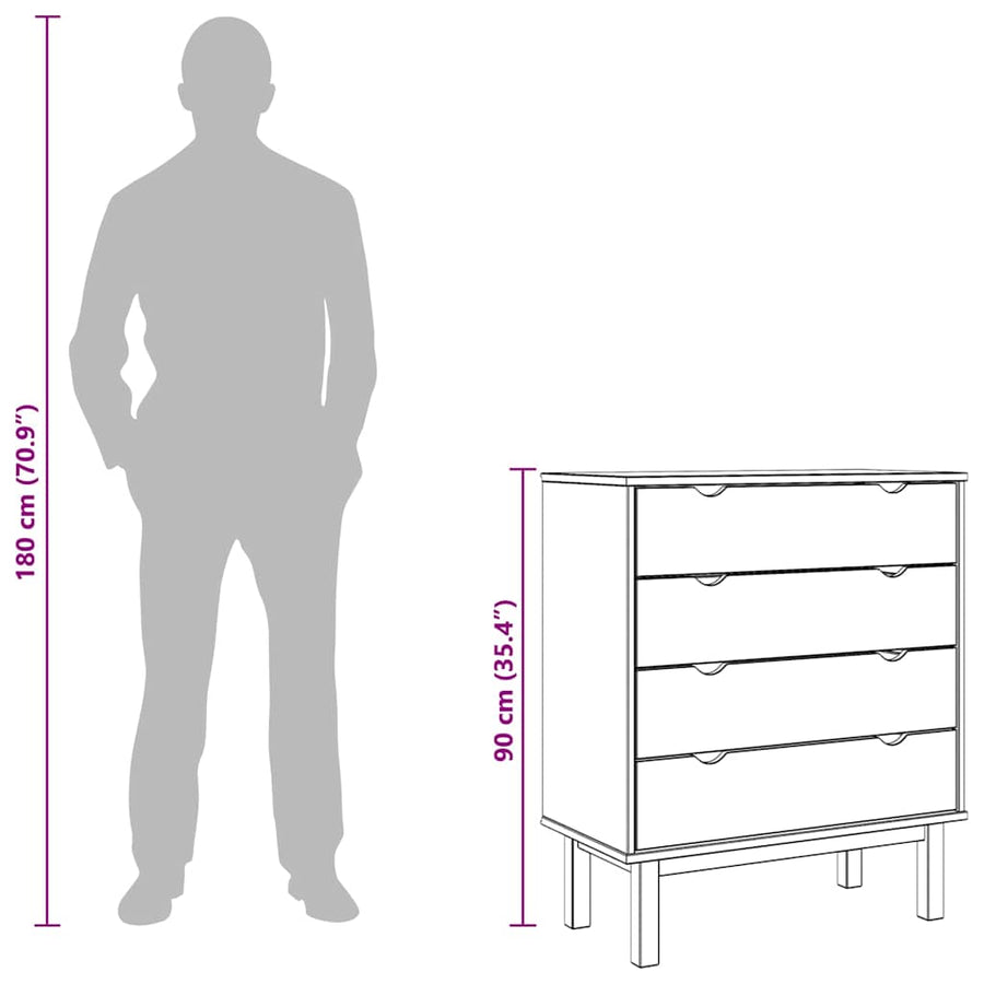 Drawer Cabinet OTTA 76.5x39.5x90cm Solid Wood Pine