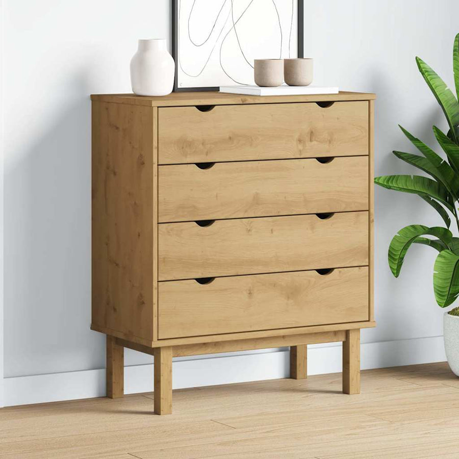 Drawer Cabinet OTTA 76.5x39.5x90cm Solid Wood Pine