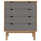 Drawer Cabinet OTTA Brown&Grey 76.5x39.5x90cm Solid Wood Pine - Side View