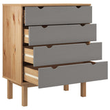 Drawer Cabinet OTTA Brown&Grey 76.5x39.5x90cm Solid Wood Pine - Top-Down View